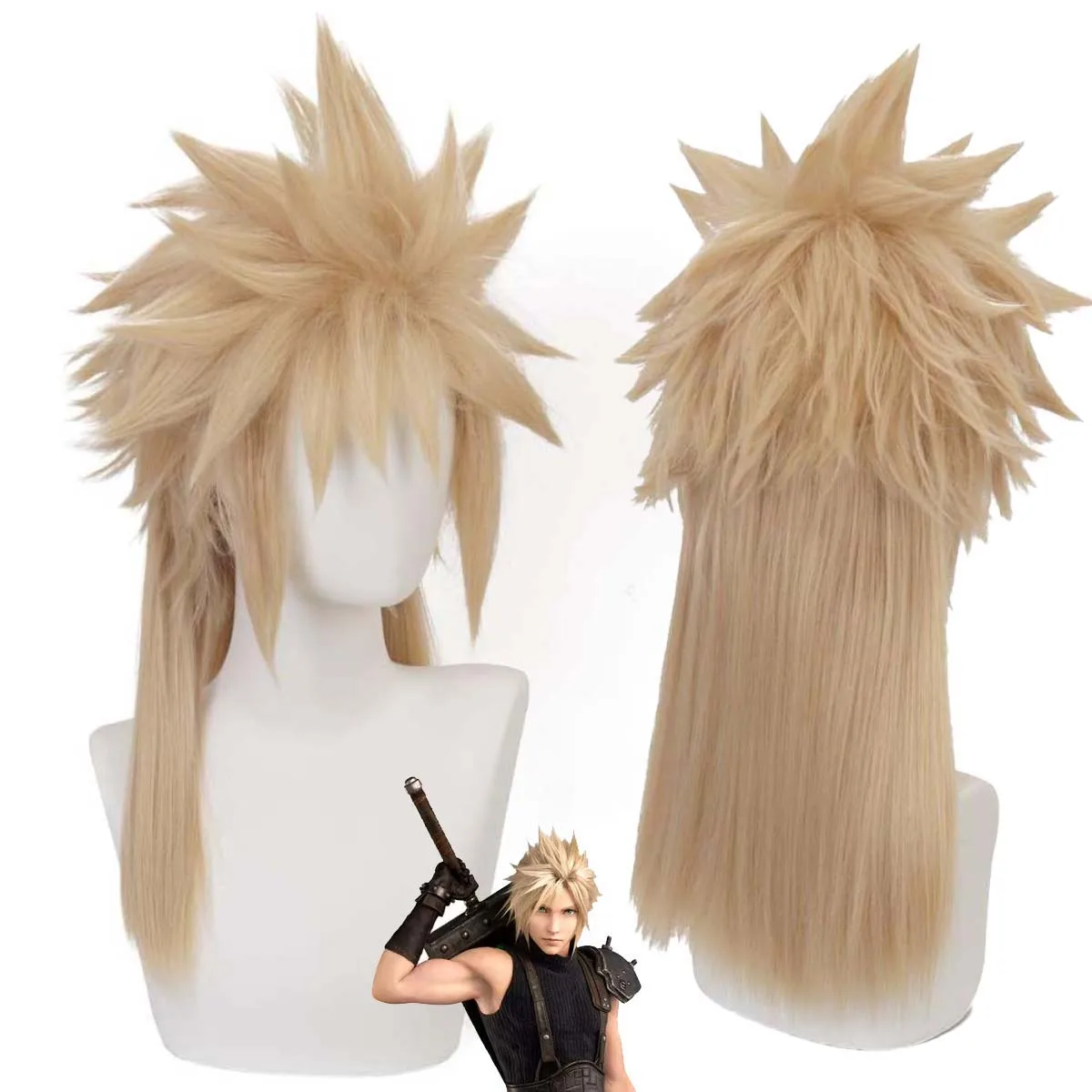 Cloud Strife Cosplay Wig Heat Resistant Synthetic Short Brown Spiky Hair For Men Game Cos Accessories