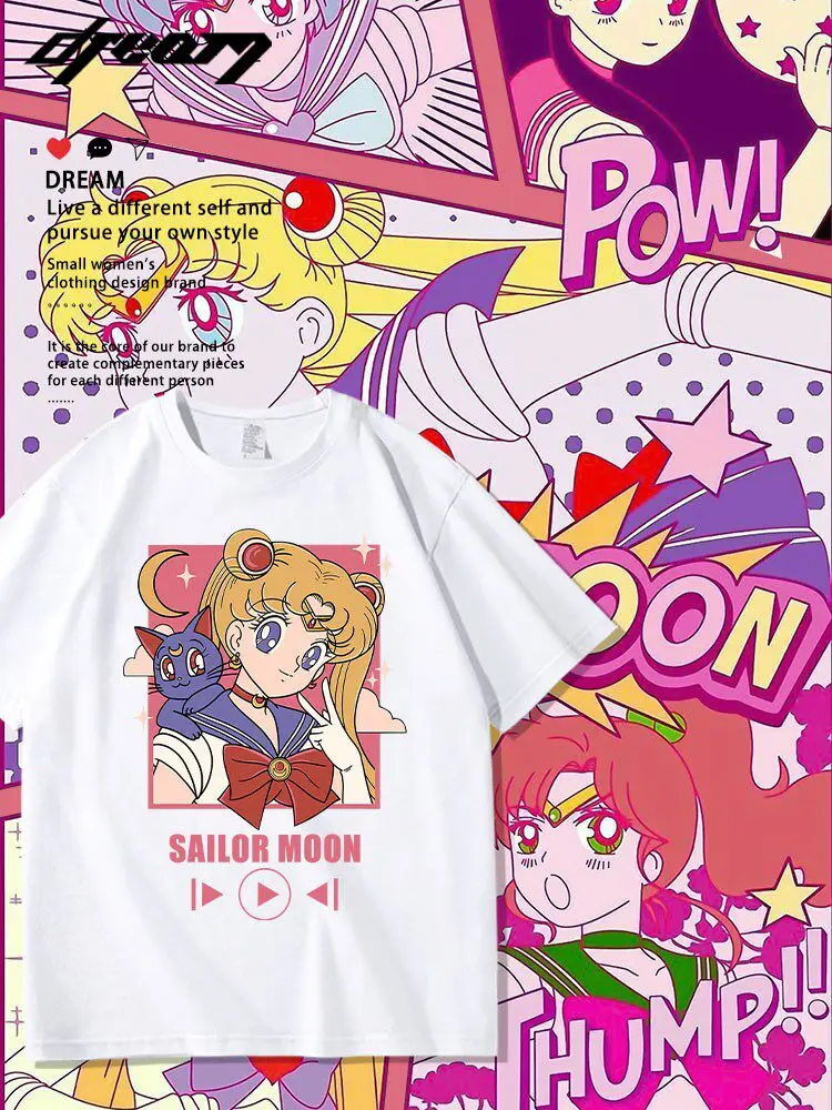 Summer Water Ice Luna Luna-style Children's Pure Cotton Girls' T-shirt from the Sailor Moon Collaboration