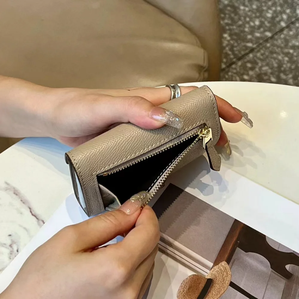 URBAN MASTER Small Wallet Womens Short Korean Fashion Contrast Color Lady Card Holder Real Genuine Cow Leather Coin Purses