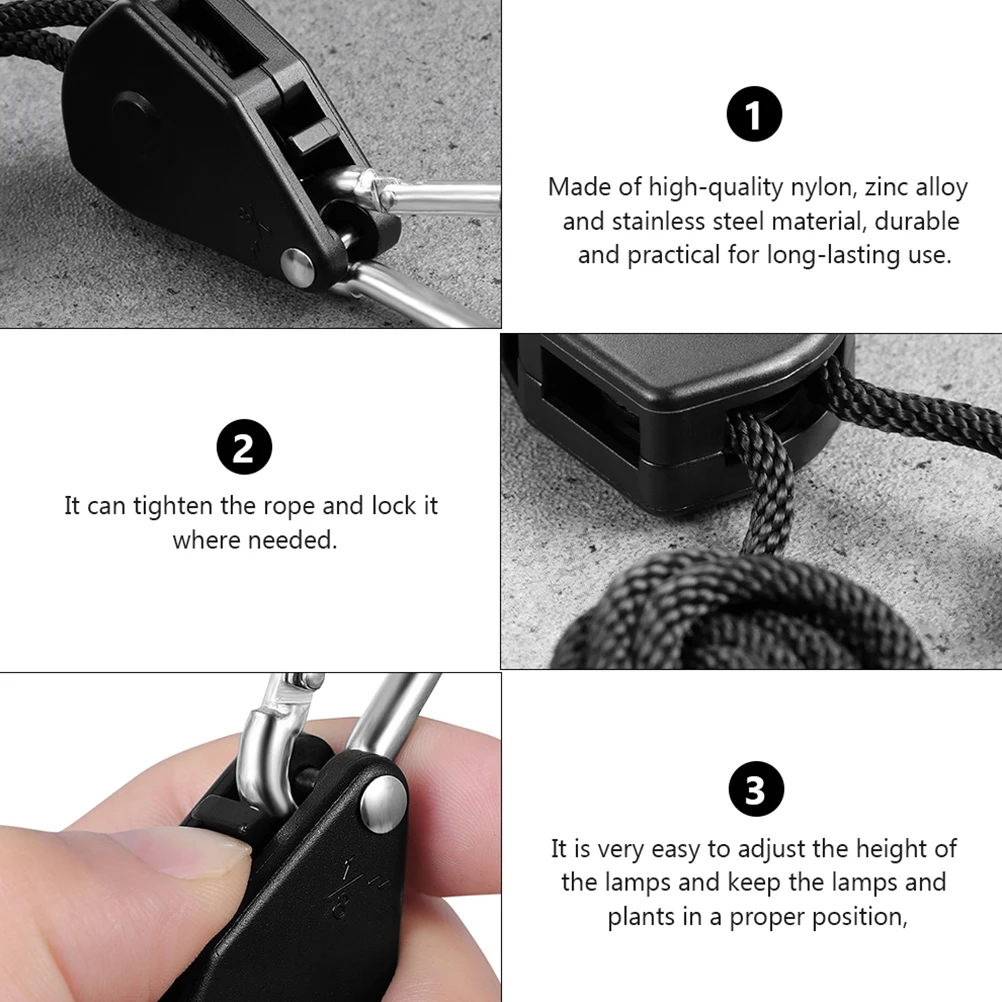 

6pcs Grow Light Hangers Durable Metal ABS PP Adjustable Height Plant Lamp Hanging Ropes Garden Accessories Lifting Hooks
