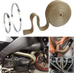 5M Gold Motorcycle Exhaust Wrap Muffler Thermal Tape Heat Shield Insulation Systems With Stainless Ties Motorcycle Accessories