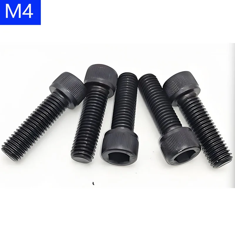 M4 x 0.7   4mm Black 12.9 Grade Alloy Steel Allen Hex Socket Cap Head Screw DIN 912