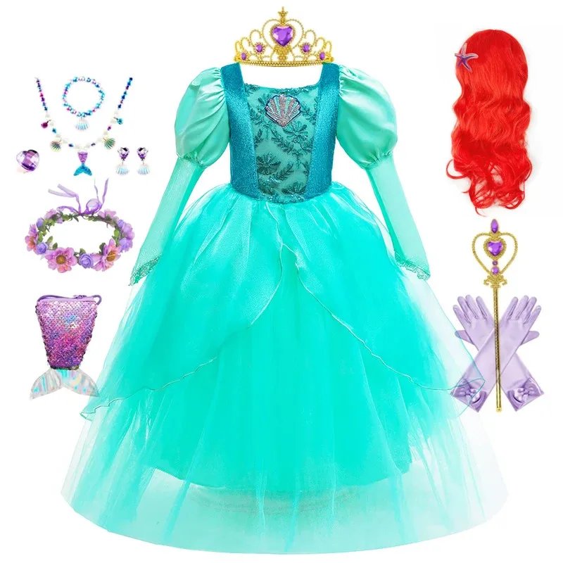 

Mermaid Dress for Girls Princess Ball Gown Kids Christmas Party Costume Halloween 3-10T