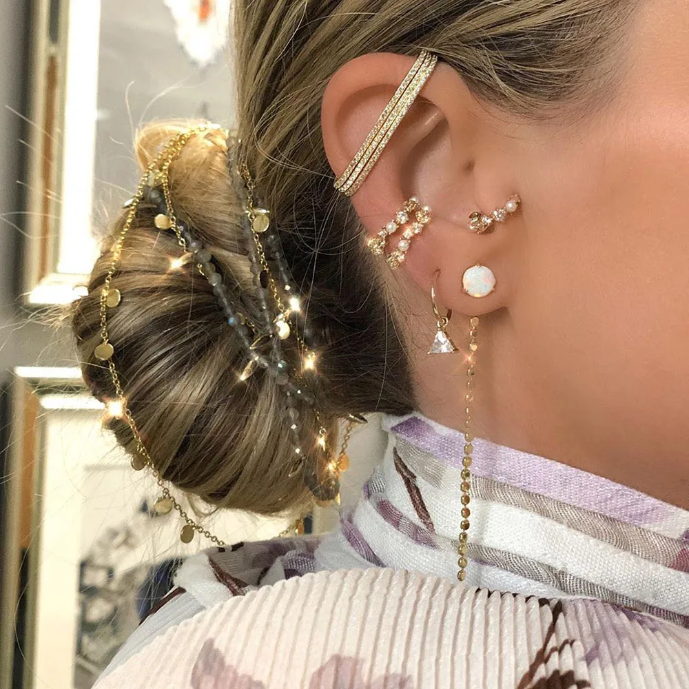 ANDYWEN 925 Sterling Silver Pave EarBar EarCuff No Piercing Clip On Earrings Ear Bars Cuffs Women 2021 Luxury Jewelry
