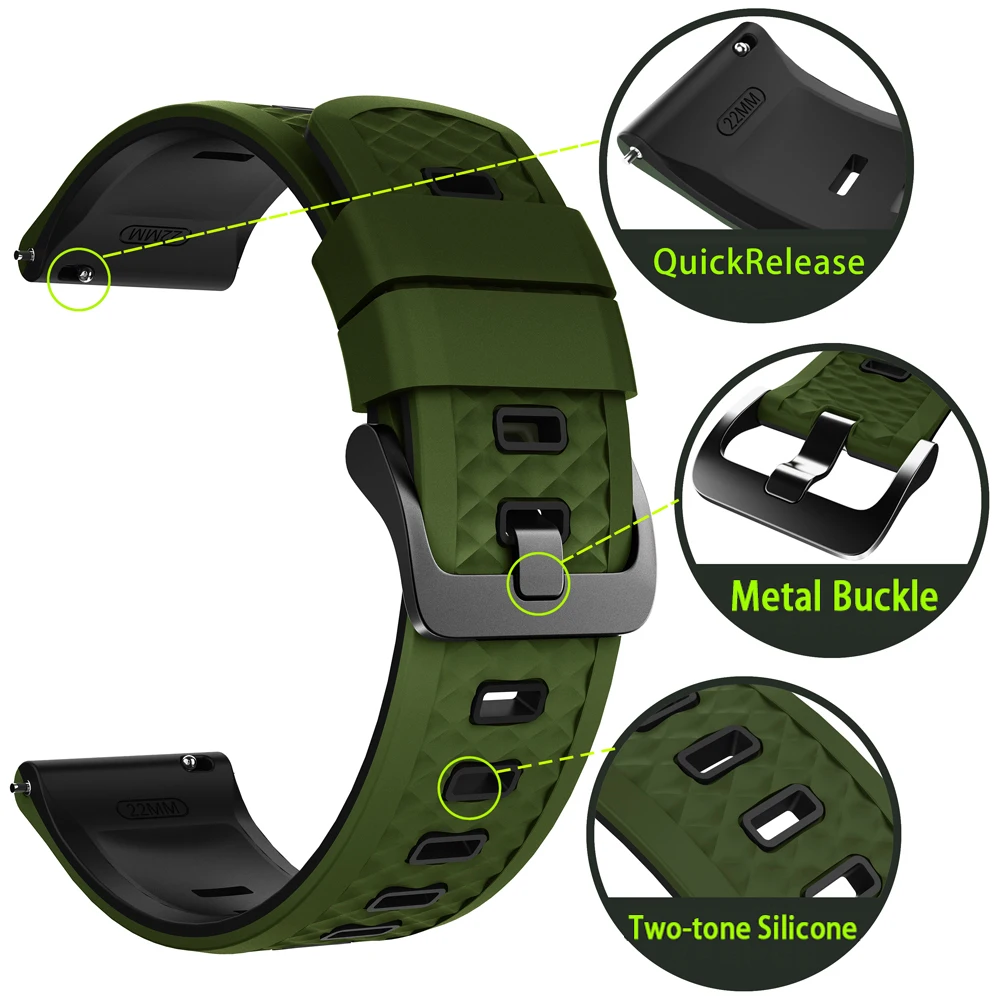 ل Garmin Forerunner 265 255 Vivoactive 4 Venu 3 2 4 45 مللي متر Amazfit BALANCE 2 Bip 6 GTR 4 الفرقة سوار 22 مللي متر حزام ساعة سيليكون #4