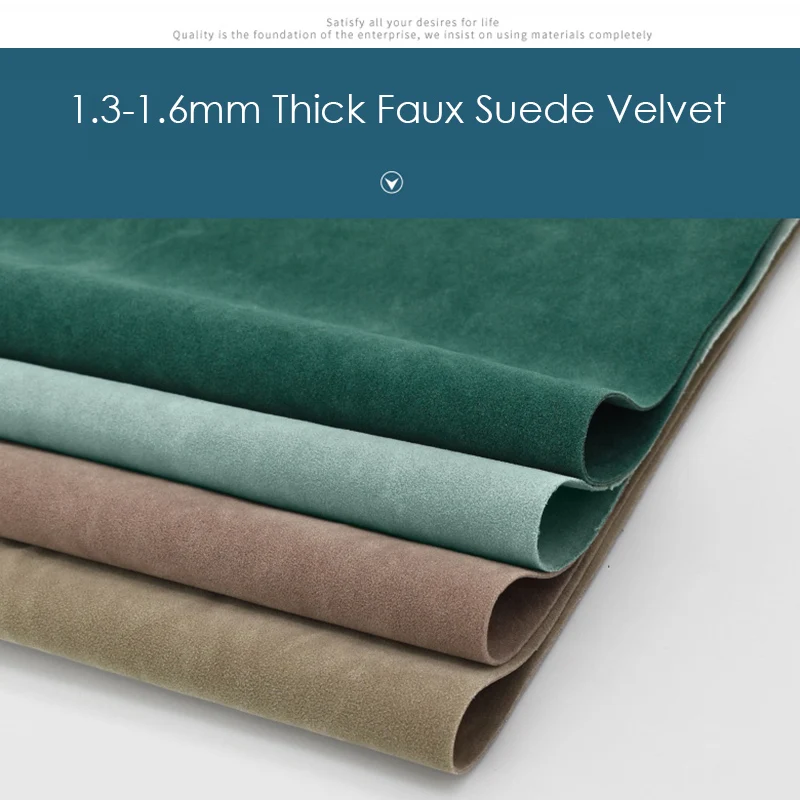 50*137cm Double-sided Suede Velvet Leather 1.3mm 4-Way-Stretch Faux Leather Fabric For Car Roof Sofa Furniture Upholstery Crafts