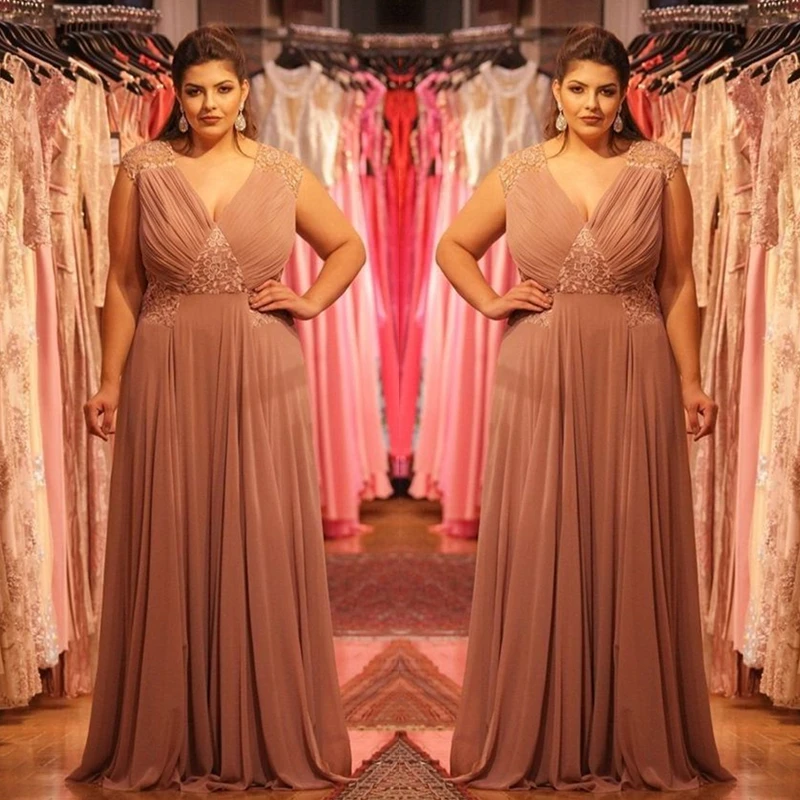 Plus Size Chiffon Mutter der Braut Kleider Empire Taille staubig rosa eine Linie Falten lange Hochzeits feier Kleid für Frauen