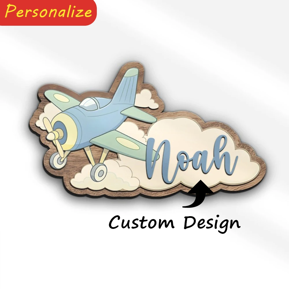 Personalized Wooden Name Signs Shaped Like Airplanes, Custom Door Signs for Rooms, And Gifts Suitable for Celebrations, Birthday