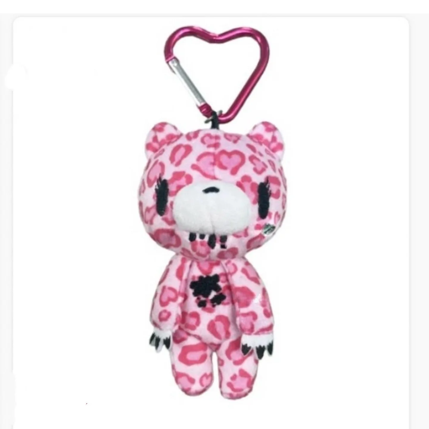 Pink Leopard Print Bear Plush Keychain Cute Cartoon Doll Bag Pendant Trendy Plaything Hanging Decoration Subculture Gift