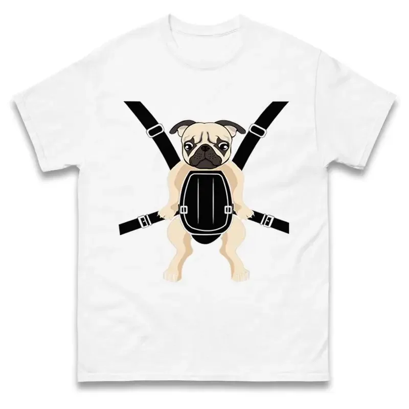 Camiseta divertida con diseño de perro pug con arnés para bebé
