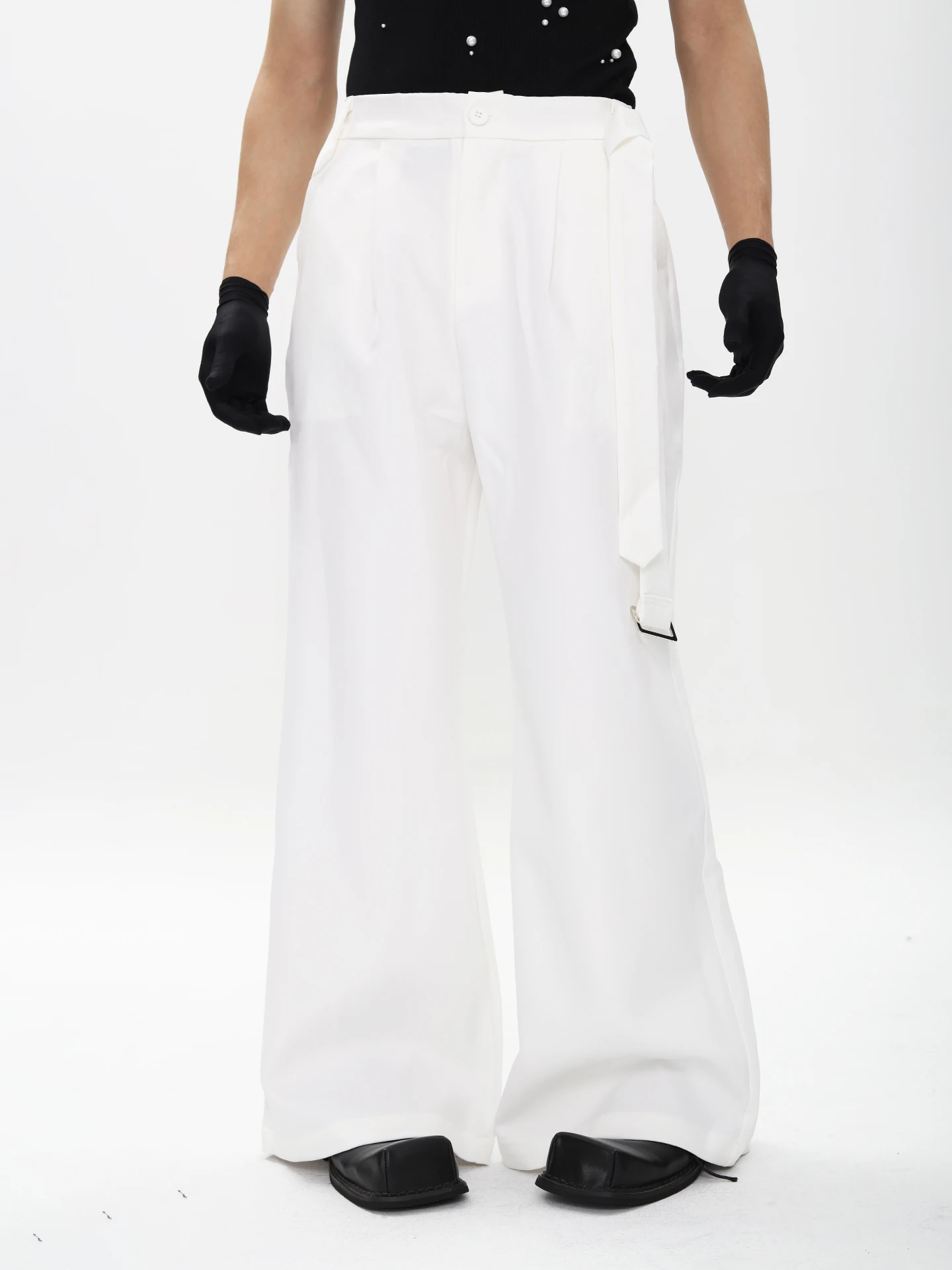 Men's 2025 Autumn New High-End Versatile Belt Suit Pants Men's Solid Color Micro Flared Trousers Masculinity Loose Comfort Pants