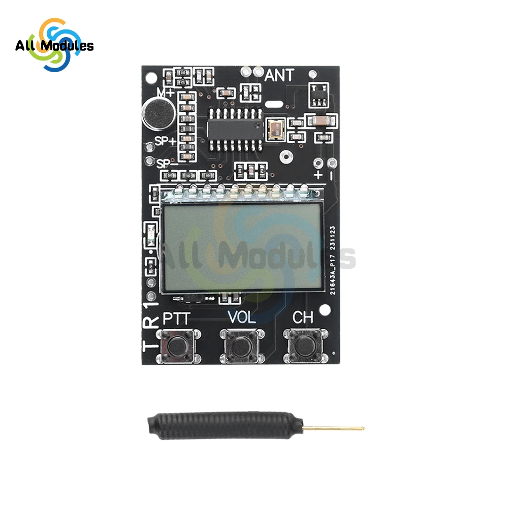 FM Walkie Talkie Circuit Board Transceiver All-in-One Module FM Transmitter Receiver Module 7 Frequency 27-480MHz DC3.3-6V