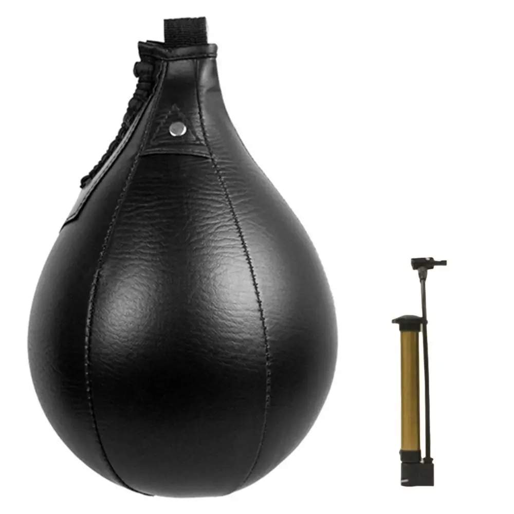 2pcs PU Leather Boxing Speed Bag Stitched Pear Shaped Reaction Ball Impact Absorbing Shockproof Punching Trainer Reflex Workout