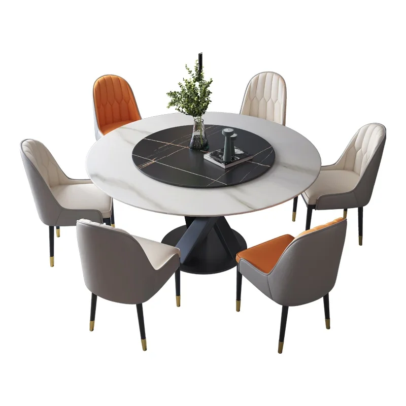 

HANYEE Modern Stylish Italian Living Room Furniture Round Dining Table With Turntable