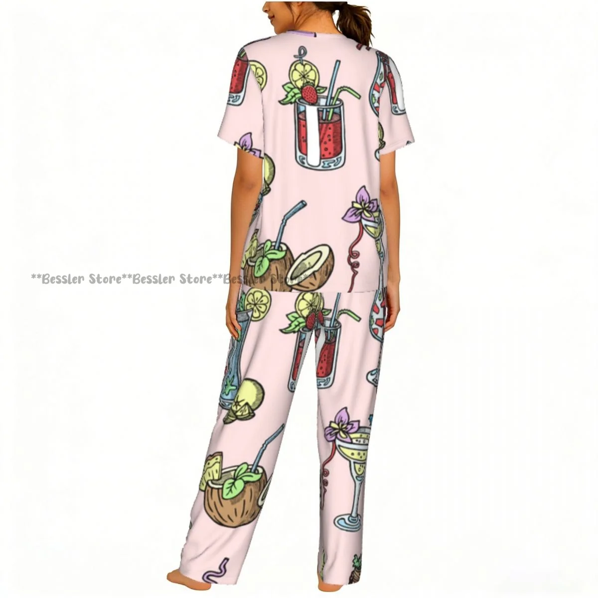Women's Comfort Pajamas Women's Cocktail Alcohol Beverage Drinking Tequila Martini Drink Short Sleeve Set Sleepwear 4