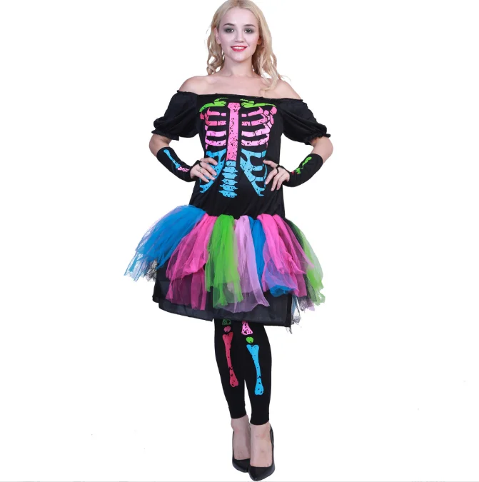 Vestido de halloween família combinando assustador macacão mulher esqueleto cosplay traje bebê menina macacão crânio bruxa diabo roupas