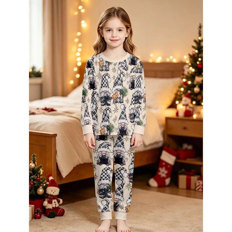 Girls Long Sleeve Crew Neck Pajama Set, Assorted Dachshund Gnome Number Monster Truck Dog Cowgirl Prints, Great Birthday Gift