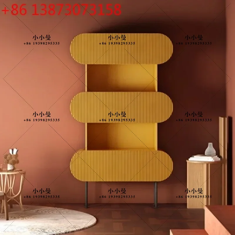 Cream wind baking paint book floor to ceiling living room display  storage rack