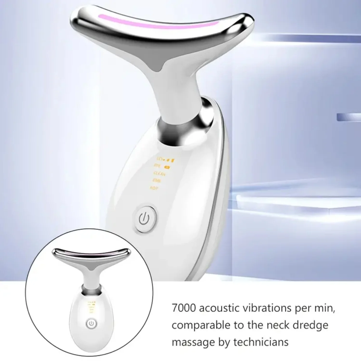 Neck Firming Wrinkle Remover, Double Chin Reducer Vibration Massager with 3 Color Modes - Effective for Wrinkle Removal and Skin