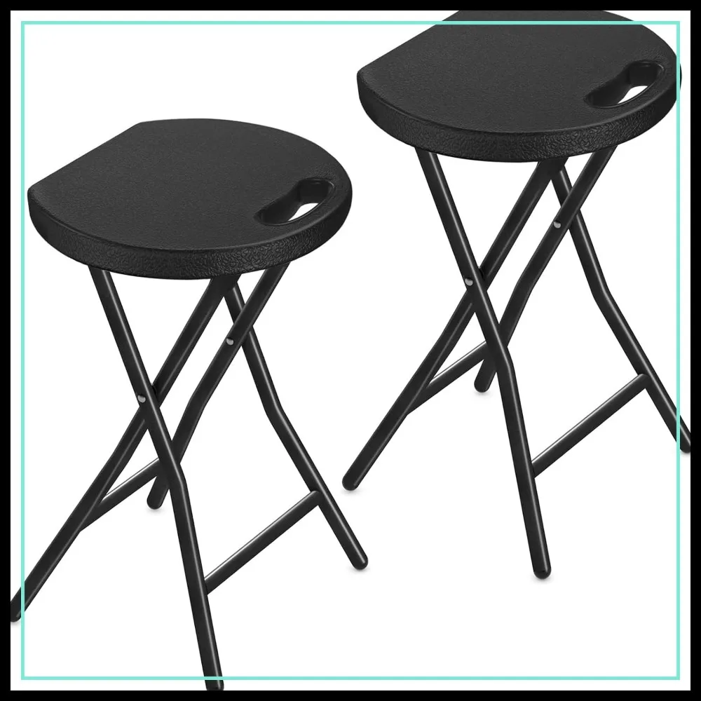 

Portable Folding Chair with Handle, Heavy Duty Round Stool 500lbs Capacity 18 inch for Dorm Kitchen Vanity Outdoor