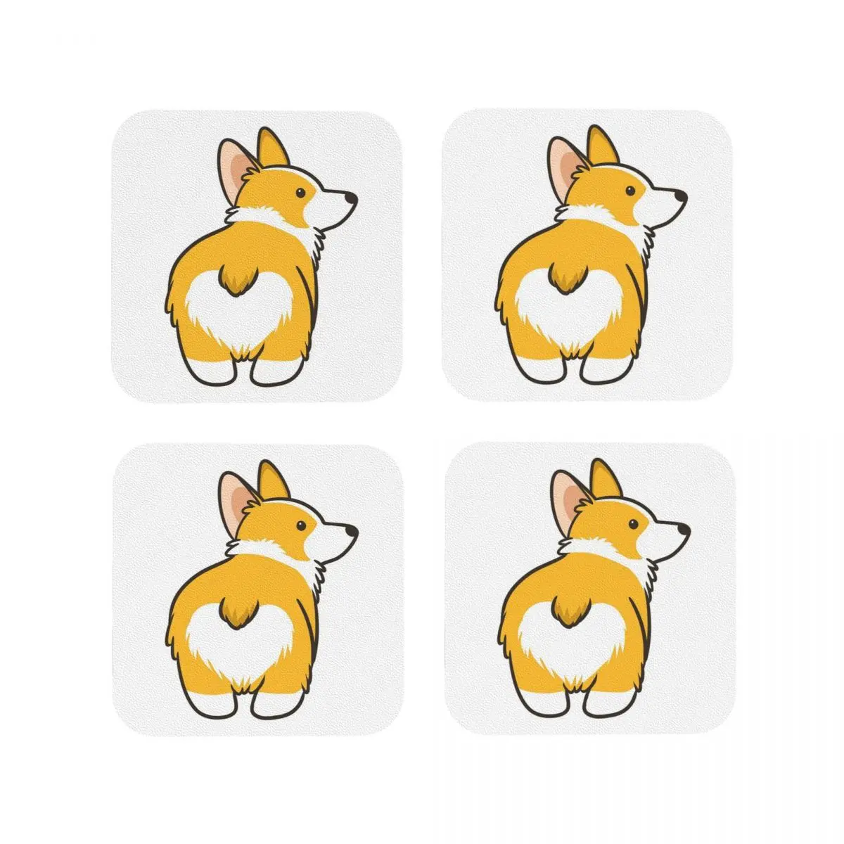 Corgi Heart Bu Coasters Kitchen Placemats Non-slip Insulation Cup Coffee Mats For Decor Home Tableware Pads Set of 4