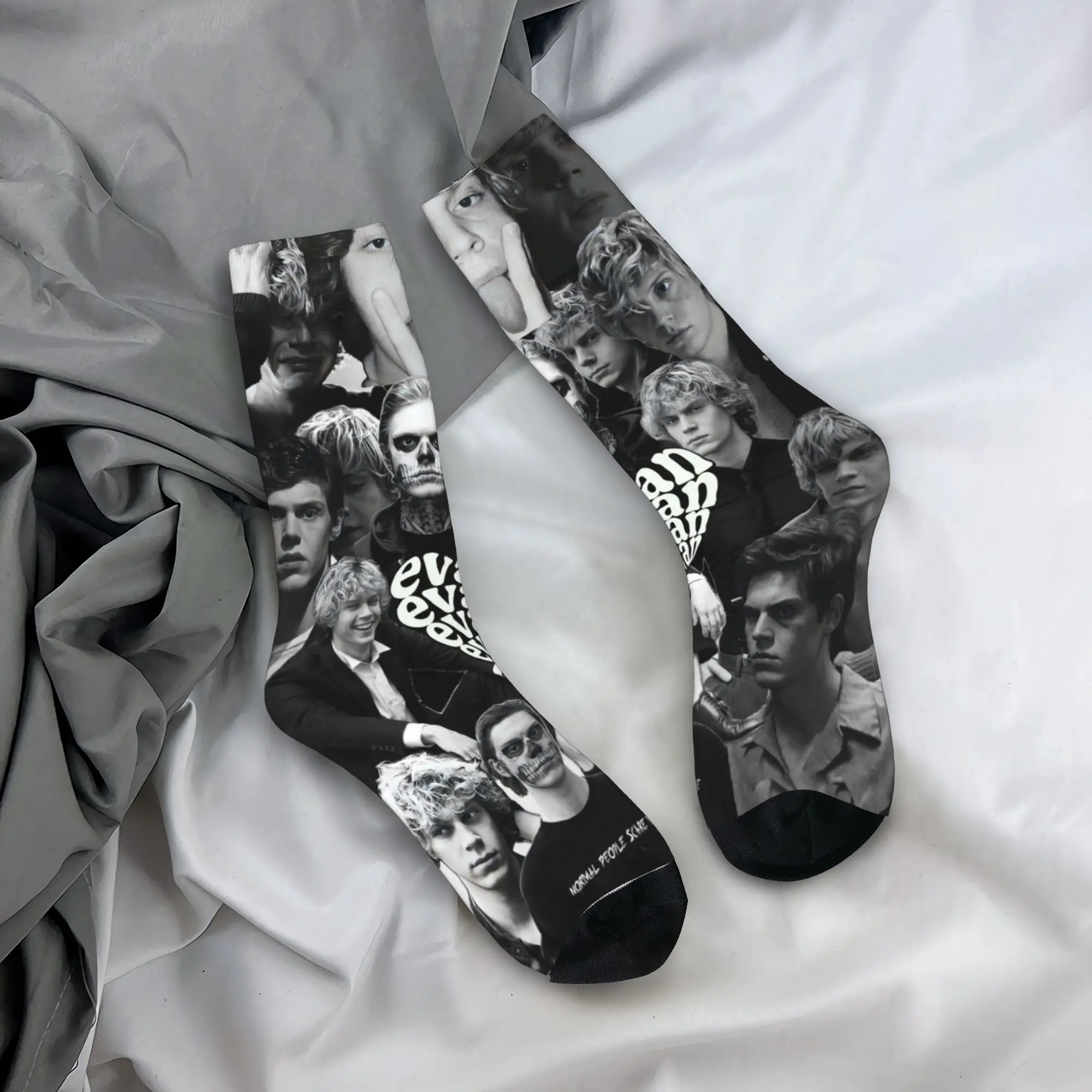 

Чулки с 3D принтом Эвана Питерса, женские и мужские носки, винтажные носки высокого качества, зимние велосипедные антибактериальные носки, подарок