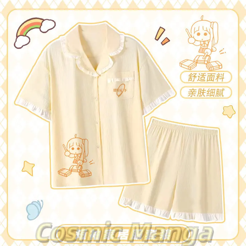 

Ijichi Nijika Bocchi The Rock! Cosplay Women Summer Short Sleeved Shorts Pajamas Home Clothes Costumes Short-sleeved T-shirt