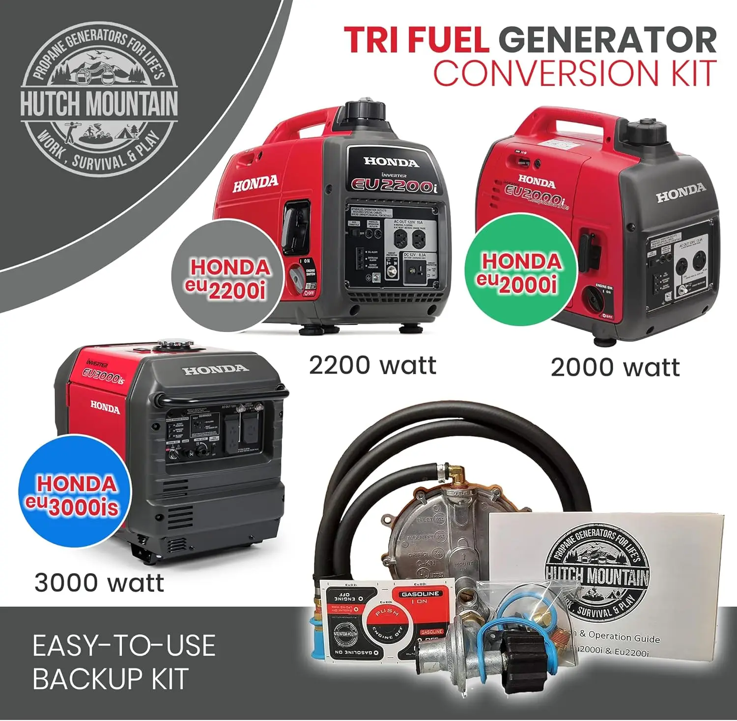 Generator Propane Conversion Kit EU3000is- Trifuel Generator Conversion Kit for Propane, Gasoline and Natural Gas Generator