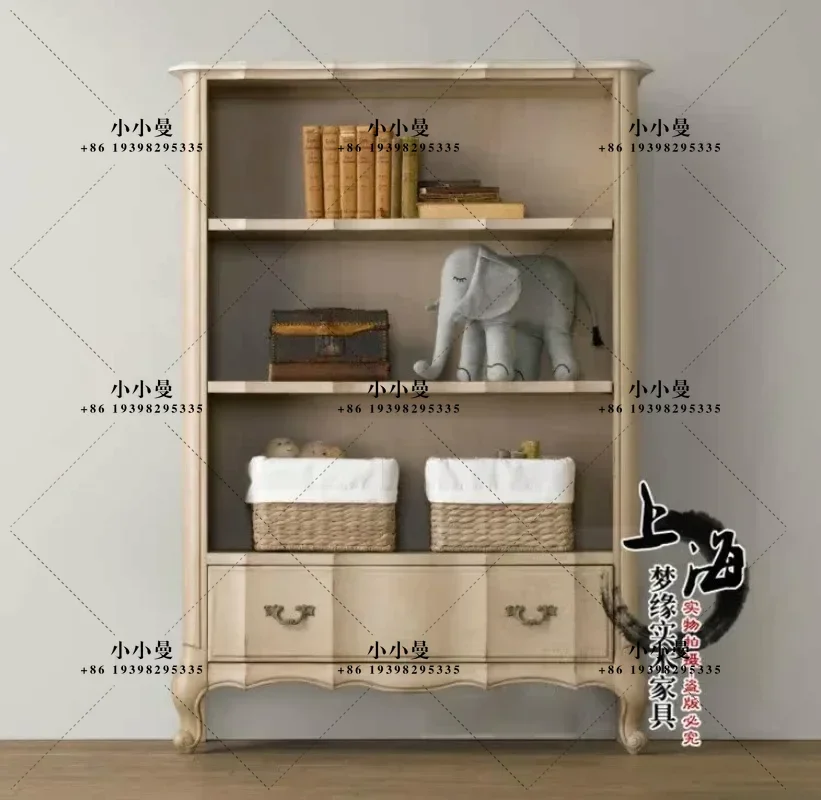 American rural retro old solid wood children's cartoon solid wood bookcase