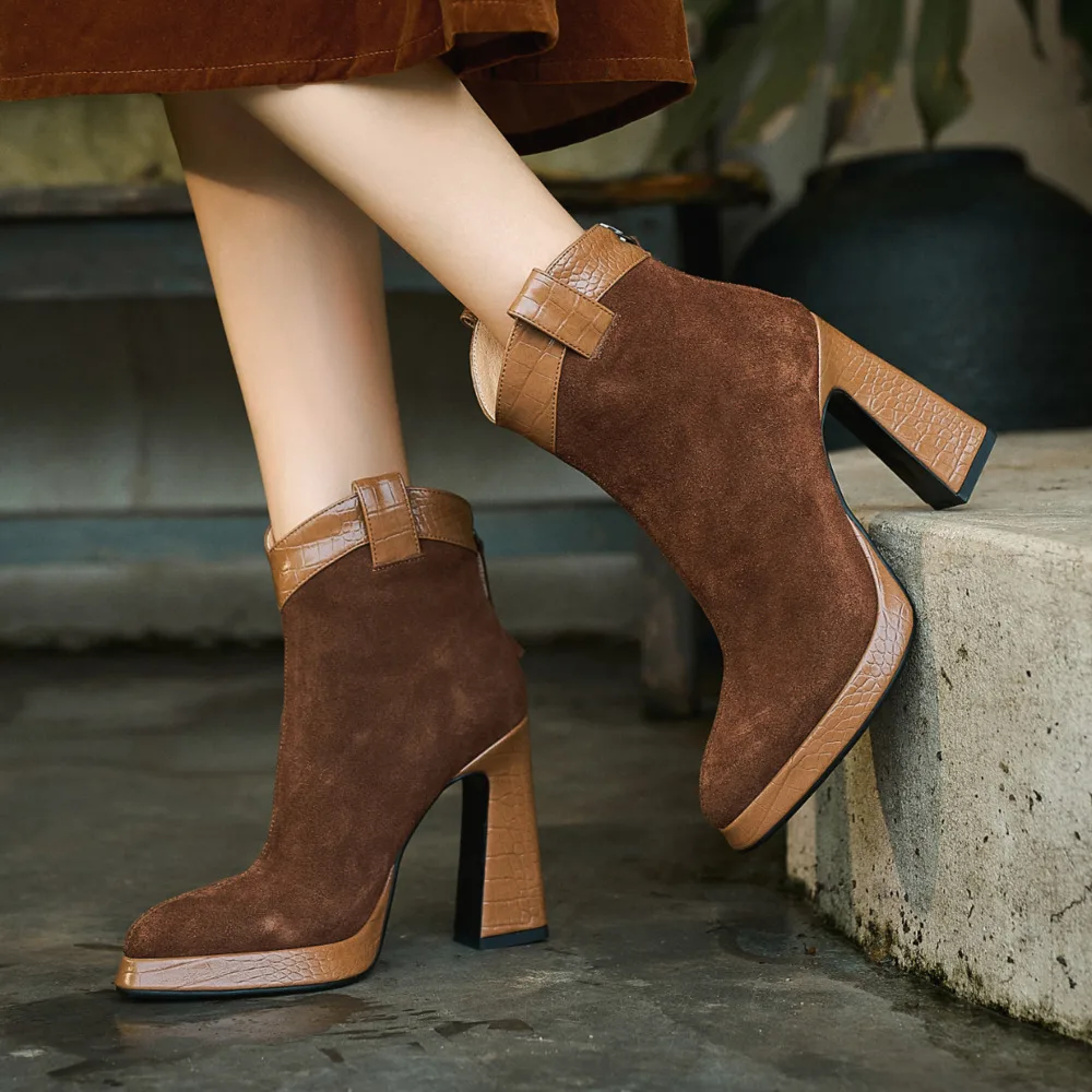 

women boots Casual For Women's shoes genuine leather Women HIgh Heels 2025 New Fashion Female Shoes Booties