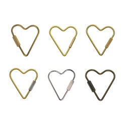 Hand made 2.1 inch Large Solid brass wire wrap heart Screw Lock Carabiner Key ring scrapbook Keychain EDC gift