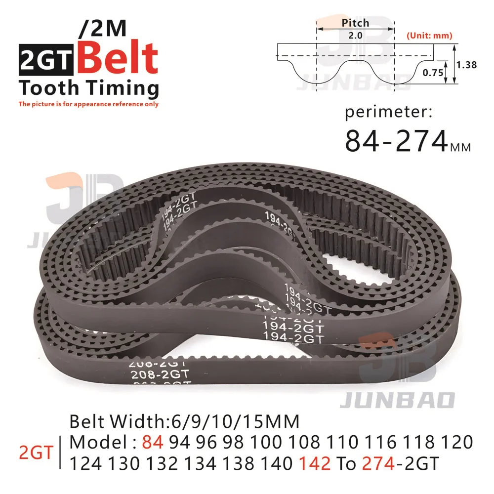 GT2 Synchronous Belt Length perimeter 84 To 274 MM Model 84 94 96 98 100 108 110 112 To 274-2GT 3D printer parts 2M Timing Belt