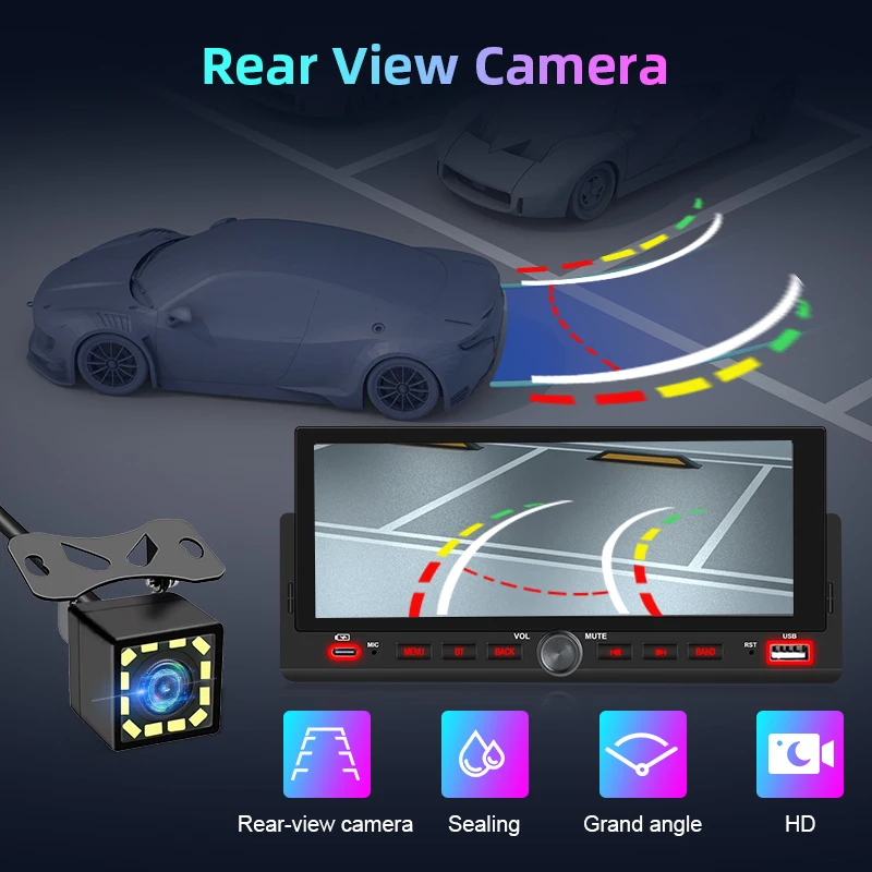 Junsun 6,86 "Radio estéreo para coche 1 Din Universal Multimedia Video reproductor MP5 Carplay Android Auto pantalla táctil BT SWC carga USB 5