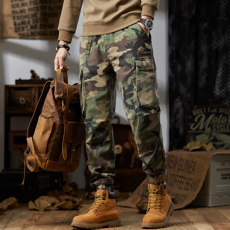 Camouflage Cargo Pants Men's Loose Large Size Harlan Casual Simple Multi-bag Versatile Trousers Pantalones Hombre