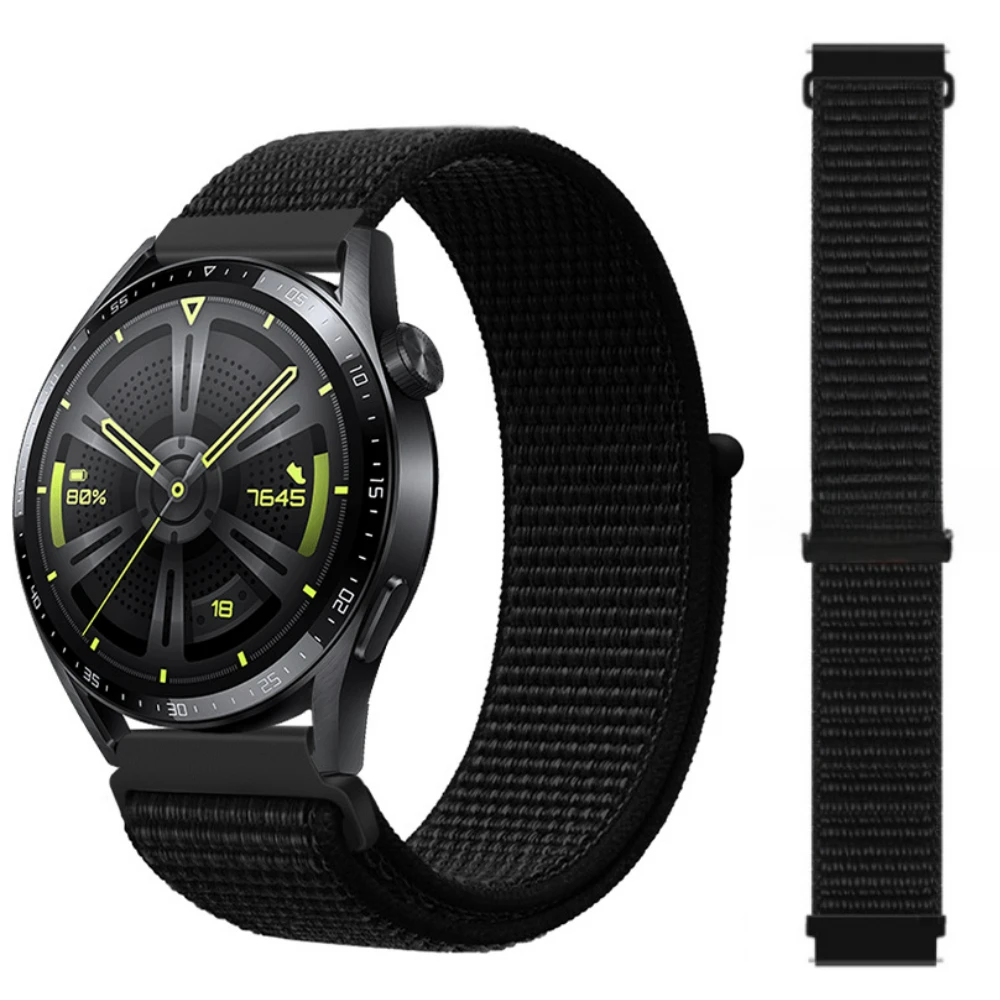 22mm 20mm Nylon Loop Strap for Samsung Galaxy Watch 3/4/5/6/Gear S3 Wristband for Huawei Watch 4/GT-2-3-Pro/Amazfit GTR/GTS Belt