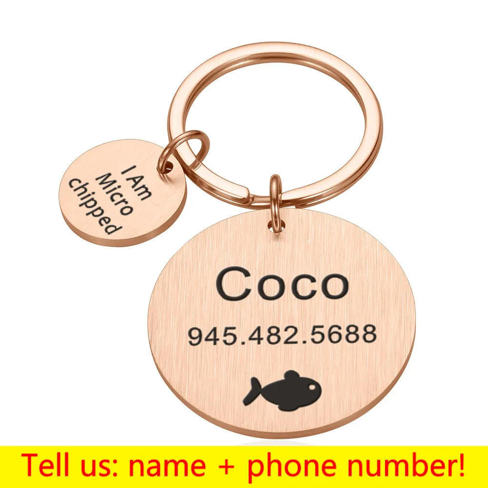 Custom Dog ID Tag Keychain Personalized Carved Pet Name Number Keychain Nameplate Anti-loss Pendant Jewelry Accessories