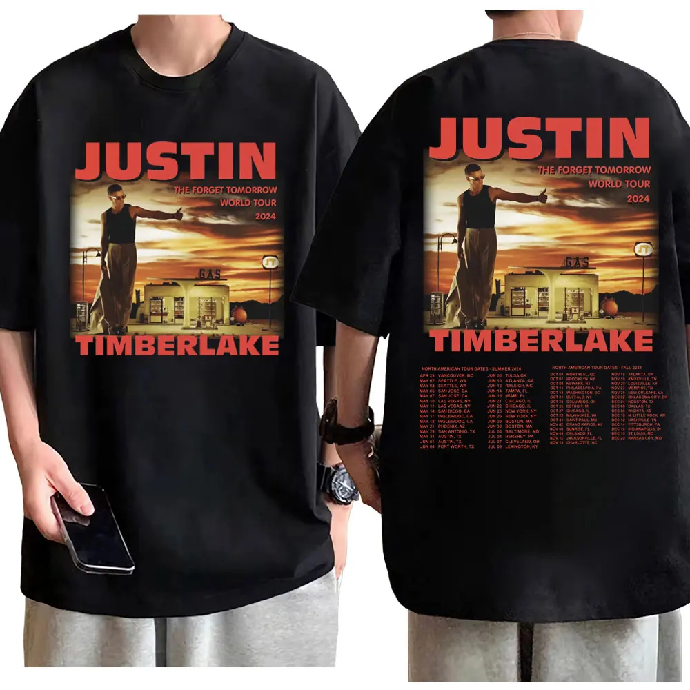 

Justin Timberlake The Forget Tomorrow World Tour 2024 Graphic T Shirts Fashion Hip Hop Short Sleeve T-shirts Unisex Retro Tees