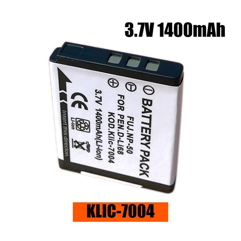 Bateria de câmera digital 3.7V 1400mAh KLIC-7004, para Kodak M1033 M1093 V1073 M2008 Zi8