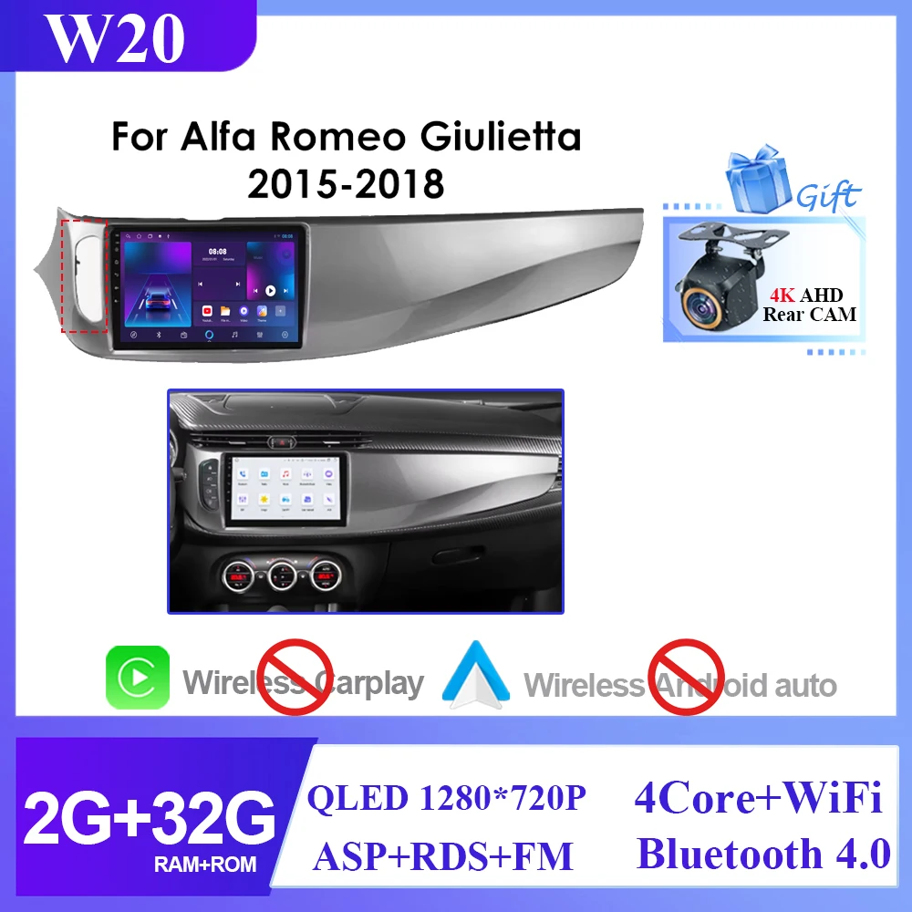 Android 16 Auto DVD voor Alfa Romeo Giulietta 2010 - 2018 Radio Multimedia Speler GPS Navigatie 5G wifi BT HDR QLED Geen 2din DVD