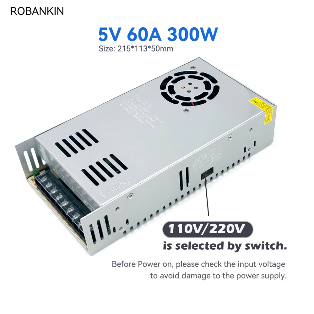 Alimentatore Switching DC 5V AC110V 220V a DC 5V 20A 30A 40A 60A 100W 150W 200W 300W trasformatore PSU per striscia LED