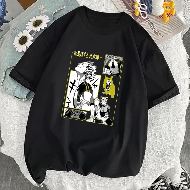 Женская футболка с рисунком Аниме Haikyuu Kotaru Bokuto, новые летние футболки с круглым вырезом в стиле Харадзюку