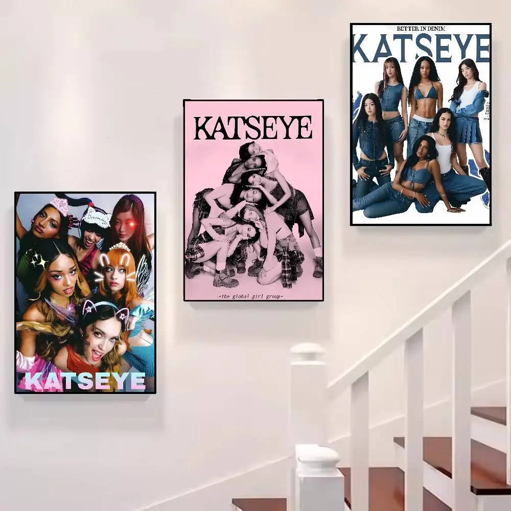 Korea K-Kpop Band K-K-Katseye-es Poster Posters Decorative Paintings Study Bedroom Bar Background Wall Murals Gifts