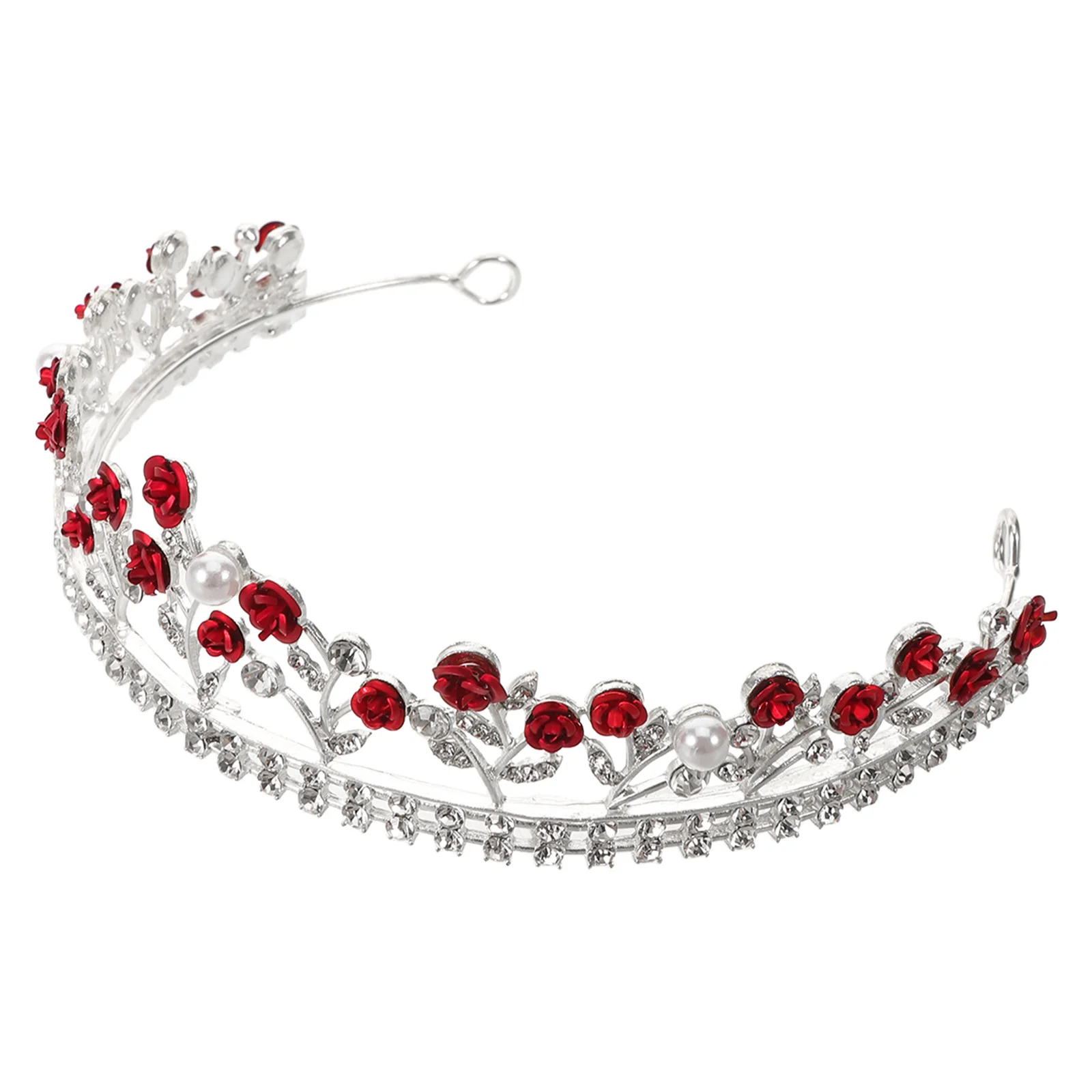 

Bridal Crown Headband For Women Wedding Rose Crystal Tiara Red Rhinestone Hairpiece Baroque Flower Headdress Elegant Bride