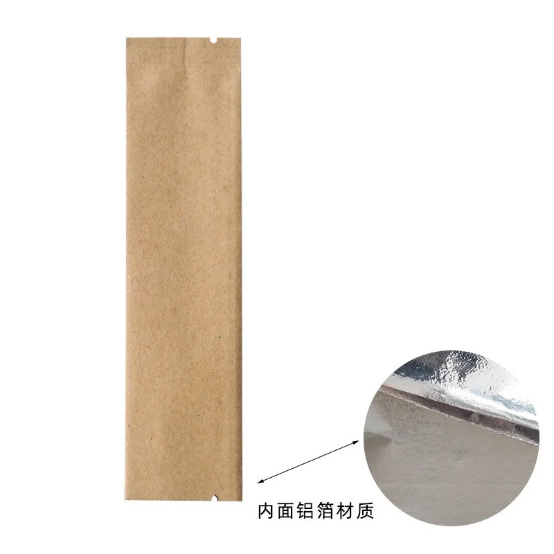 

100Pcs Long Aluminum Foil Solid Color Kraft Paper Bags Coffee Milk Tea Meal Replacement Powder Packaging