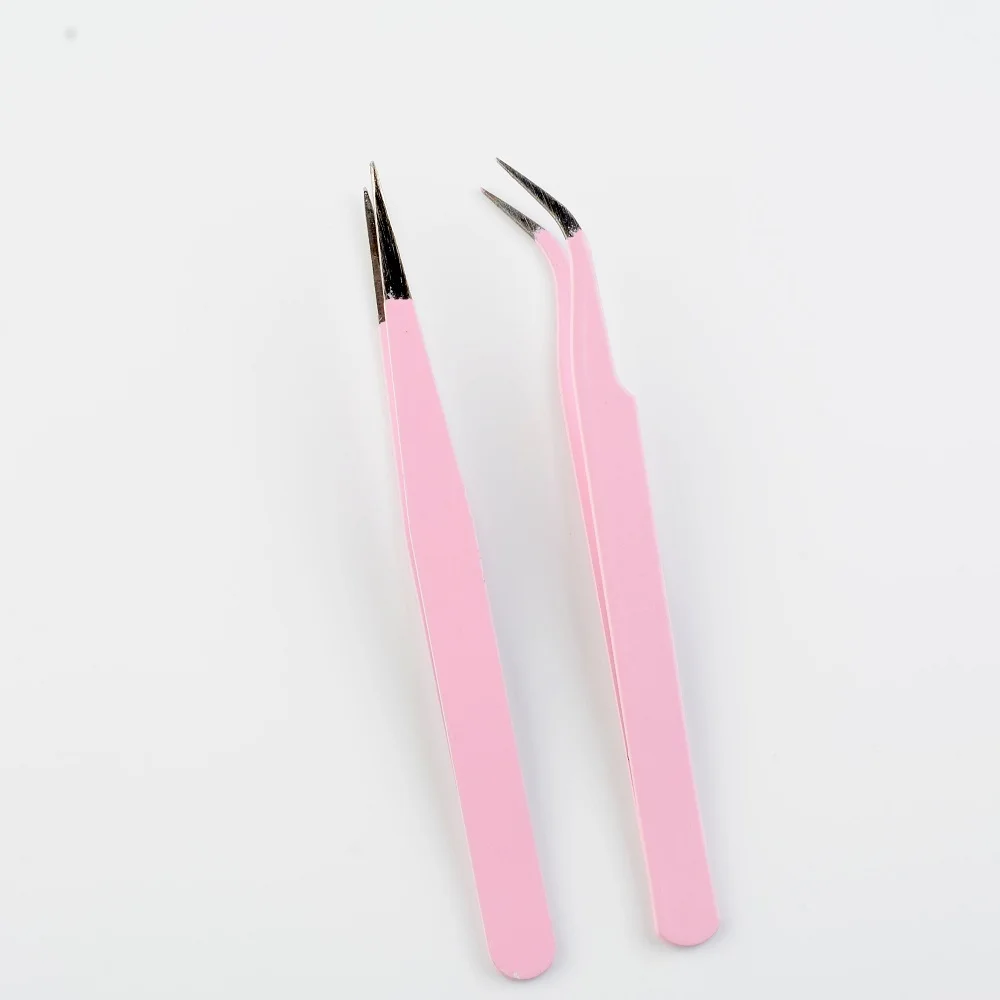 1pc pinças de extensão de cílios de aço inoxidável curvado pinças de cílios retos não-magnéticos ferramentas de maquiagem de unhas atacado