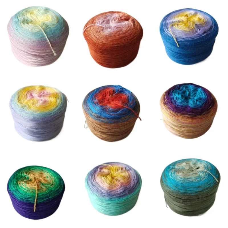 NEW 300g Cotton Mixed Strand Segment Dyeing Summer Cake Thread Gradient Section Dyed Milk Cotton Shawl Scarf Sweater Thread