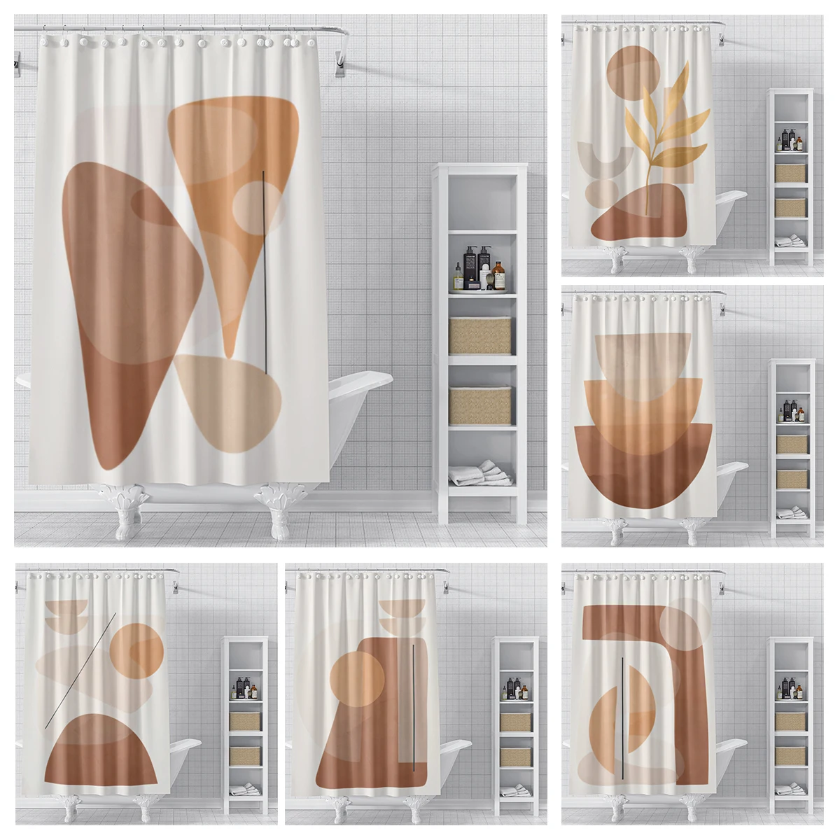 Home shower curtains for bathroom waterproof fabric Modern Nordic style bathroom Curtains shower curtain Abstract morandi plant