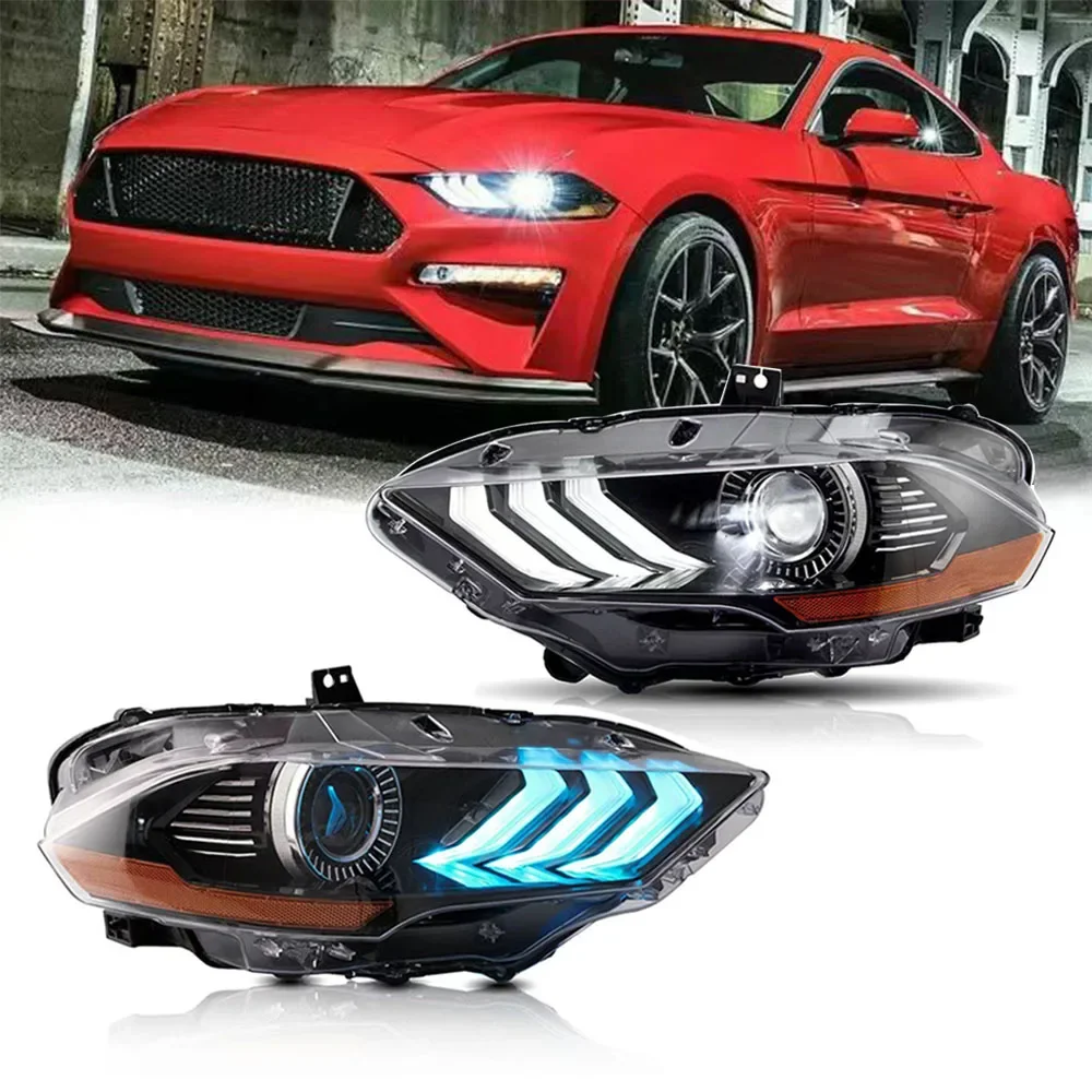 

Pop Pop Full LED Headlights Front Lamp Assembly 2018-2020 Original Replacement LED Lens For Ford Mustang Waterproof IP67
