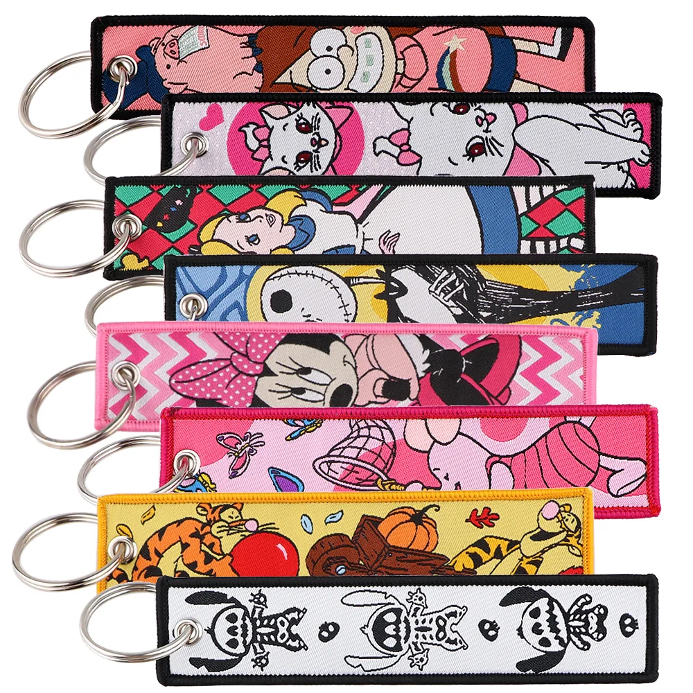 

Classic Cartoon Key Tags Embroidery Keychain for Motorcycles and Cars Key Fobs Holder Decorative Key Ring Accessories Gifts