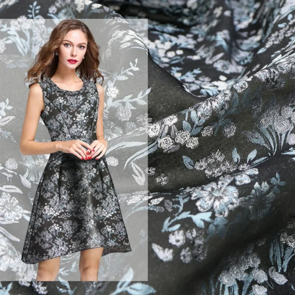 

Цветочная пряжа, окрашенная из дамасской жаккардовой ткани, платье, ветровка, костюм, модельер для шитья своими руками, ткань на метр